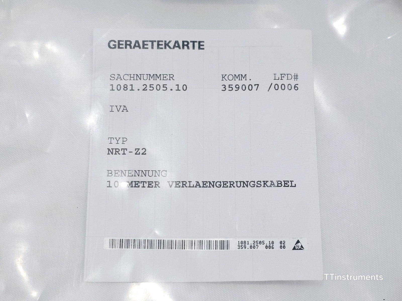 Rohde & Schwarz NRT-Z2 10 m Extension Cable For NRT2 Power Reflection Meter