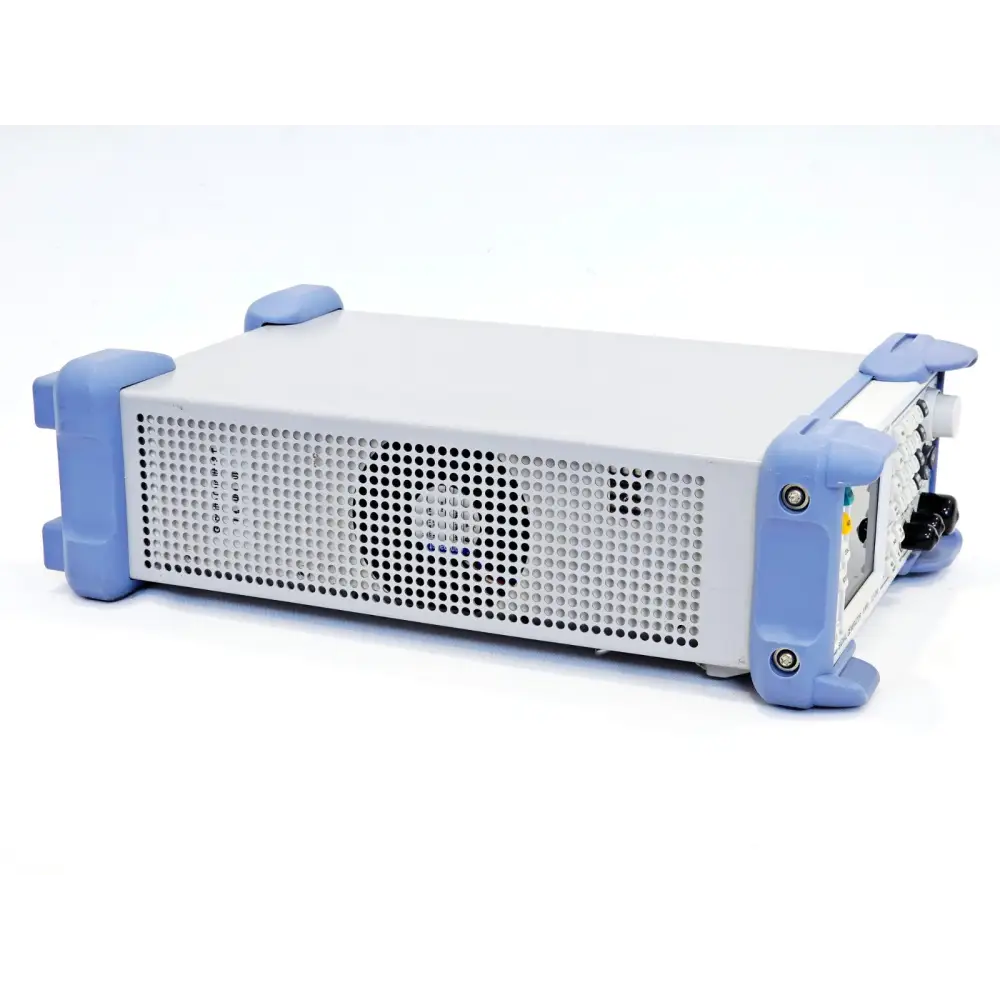 Rohde & Schwarz SMC100A rear ventilation panel with fan grille and partial rear connector panel visible