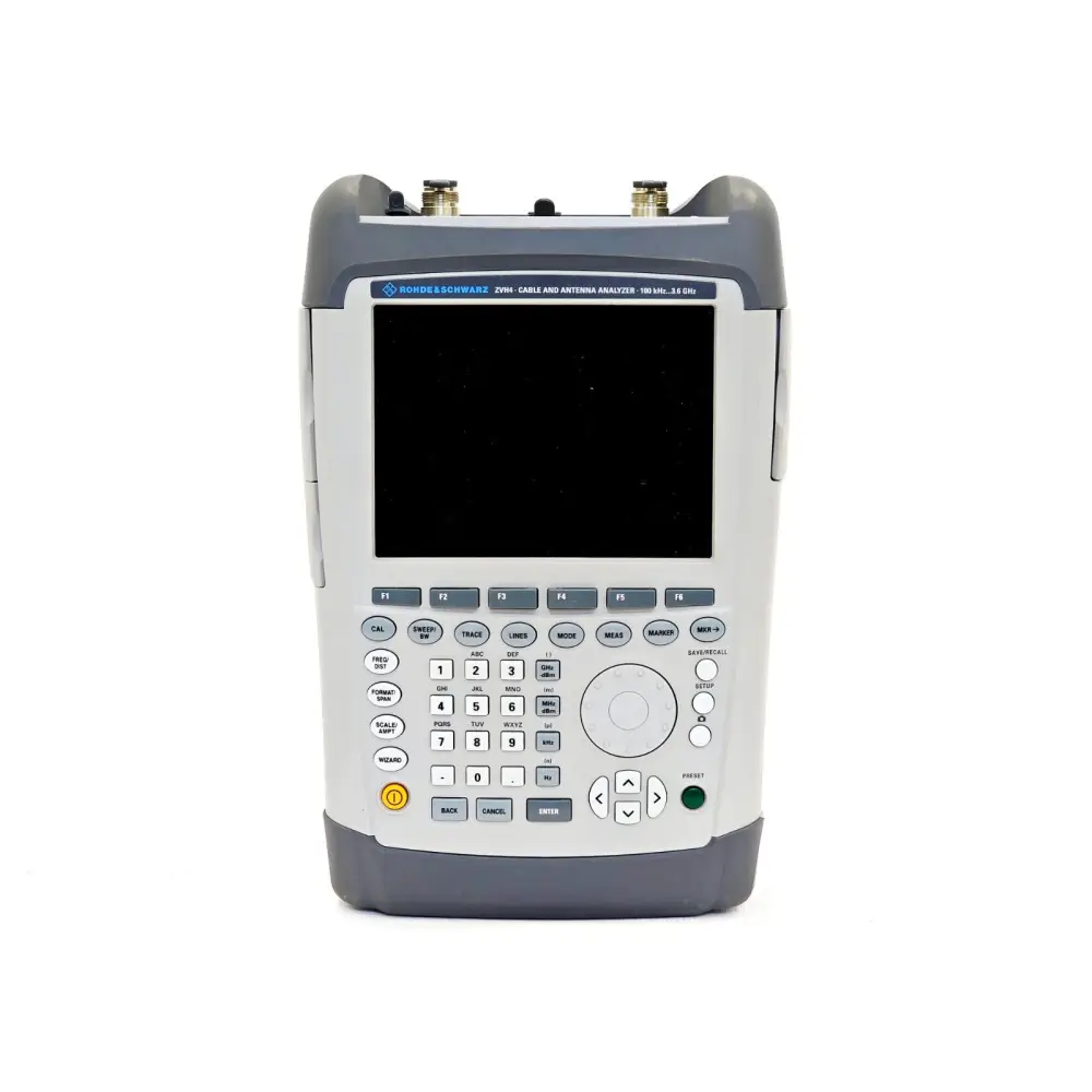 Rohde & Schwarz ZVH4 Cable Antenna Analyzer 100 kHz–3.6 GHz front panel view, keypad and display