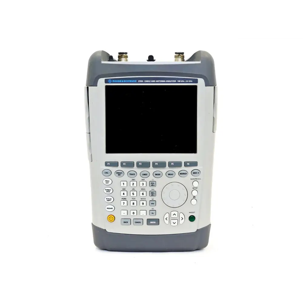 Rohde & Schwarz ZVH4 handheld VNA front panel with measurement controls and screen