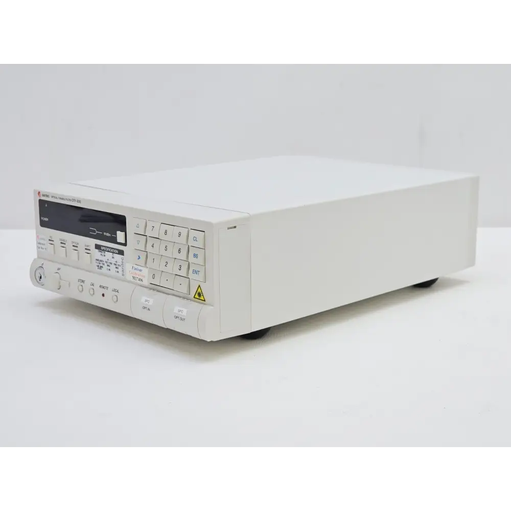 Santec OTF-930 optical tunable filter three-quarter front-left view showing keypad and display