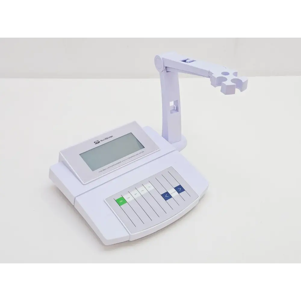 SciQuip PHS-3BW pH meter showing digital LCD display and control panel