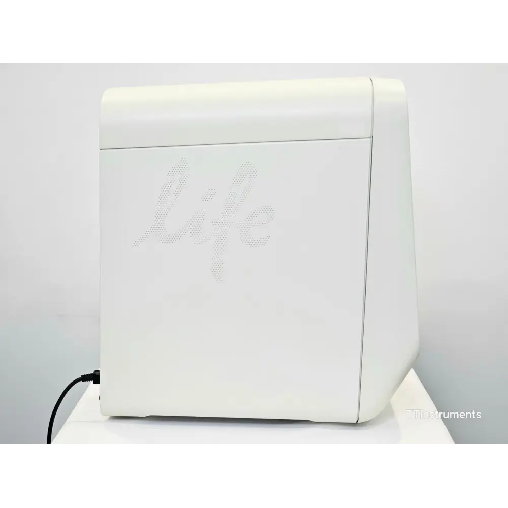 QuantStudio 12K Flex Real-Time PCR System left side view showing Life Technologies branding and power cable