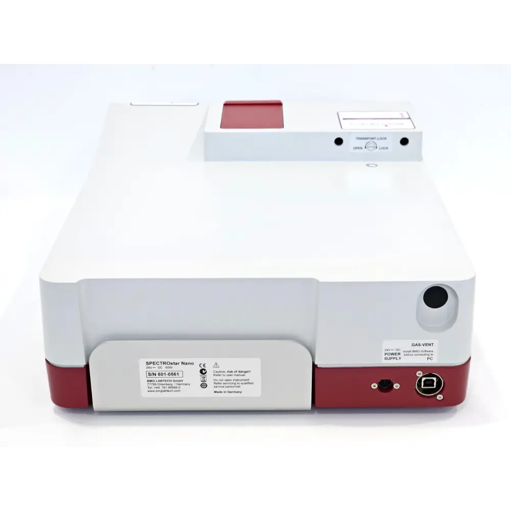 BMG LABTECH SPECTROstar Nano rear panel showing USB and power connections