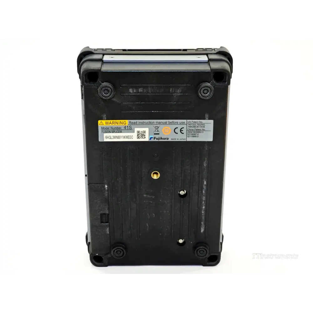 Fujikura 41S splicer side view with AC adapter and battery pack accessories
