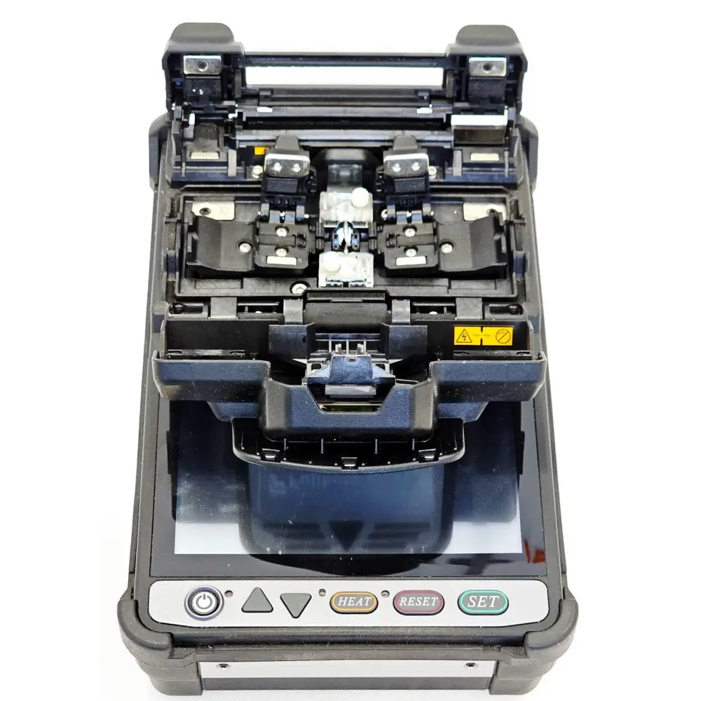 Fujikura 41S splicer complete kit laid out with all included accessories and hard carry case
