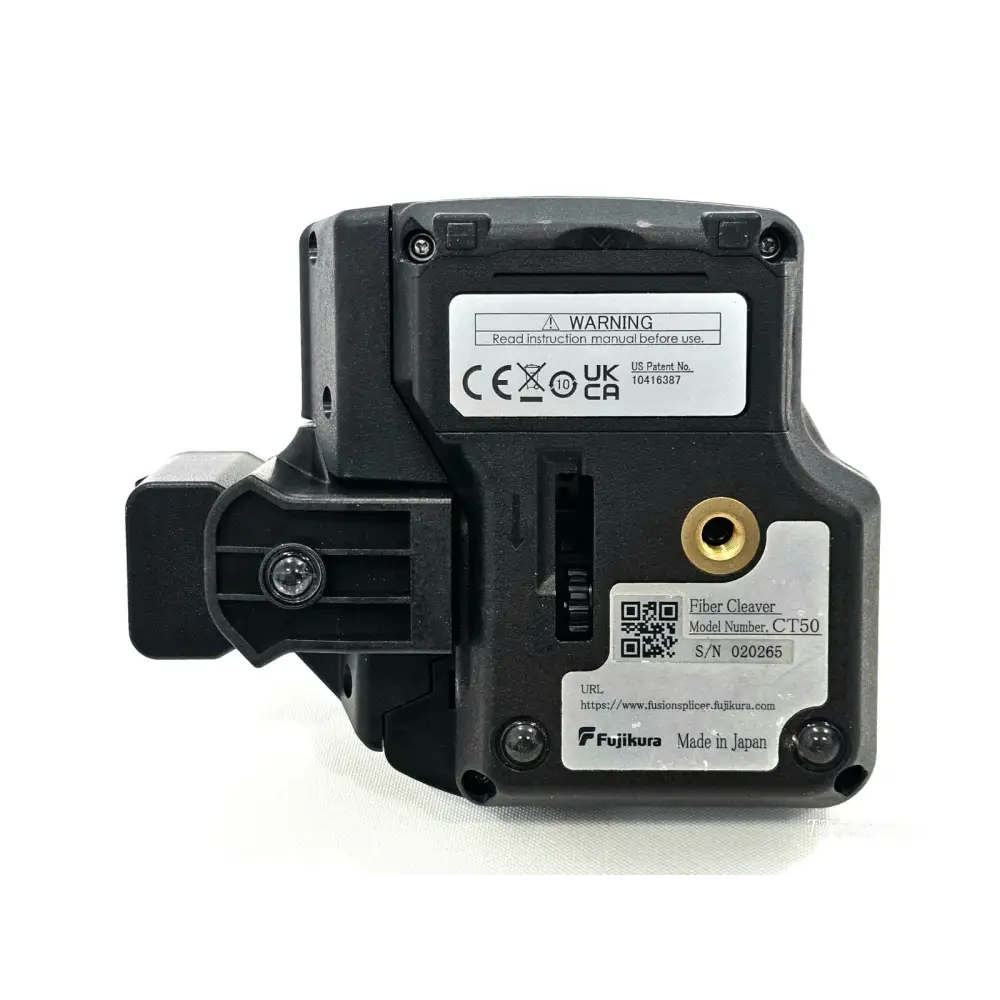 Fujikura 62S+ splicer label showing ARC count and EU licence details