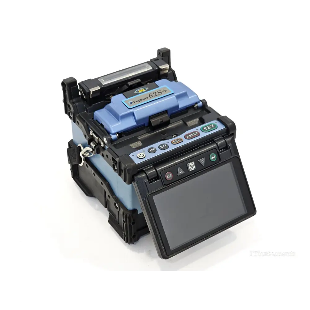 Fujikura 62S+ splicer side view showing housing and battery pack