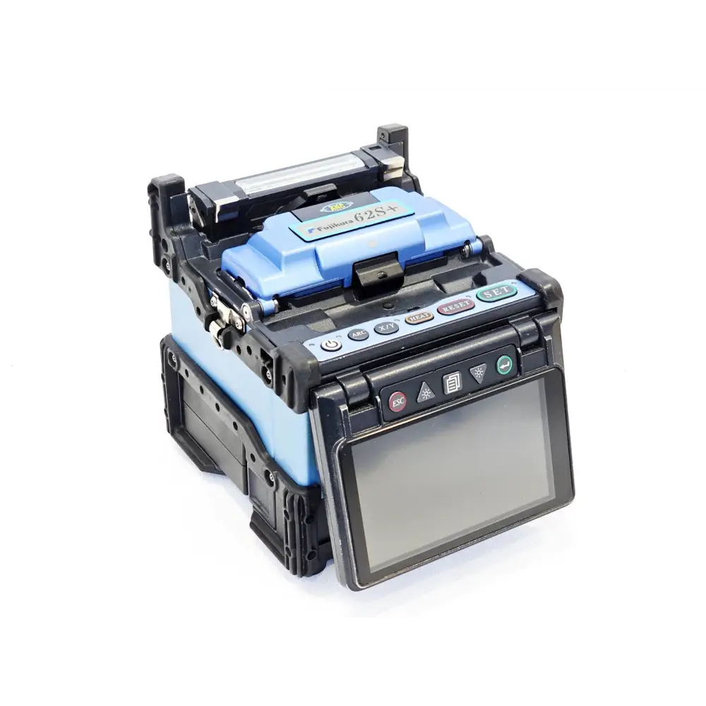 Fujikura 62S+ fusion splicer with fibre clamps and electrode assembly visible