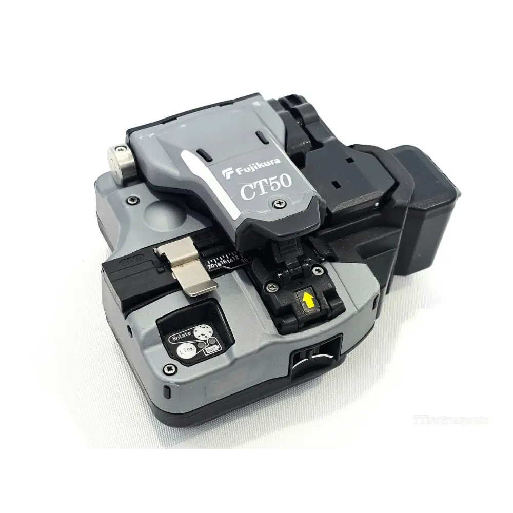 Fujikura 62S+ fusion splicer stored inside hard carrying case for field transport