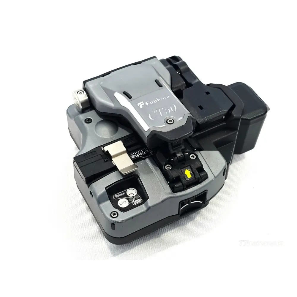 Fujikura 62S+ splicer side view showing port connections and battery compartment