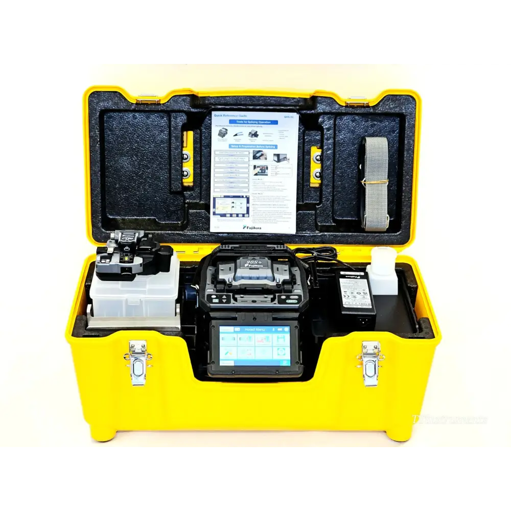 Fujikura 90S+ fibre optic fusion splicer with CT-50 cleaver and accessories in hard carry case