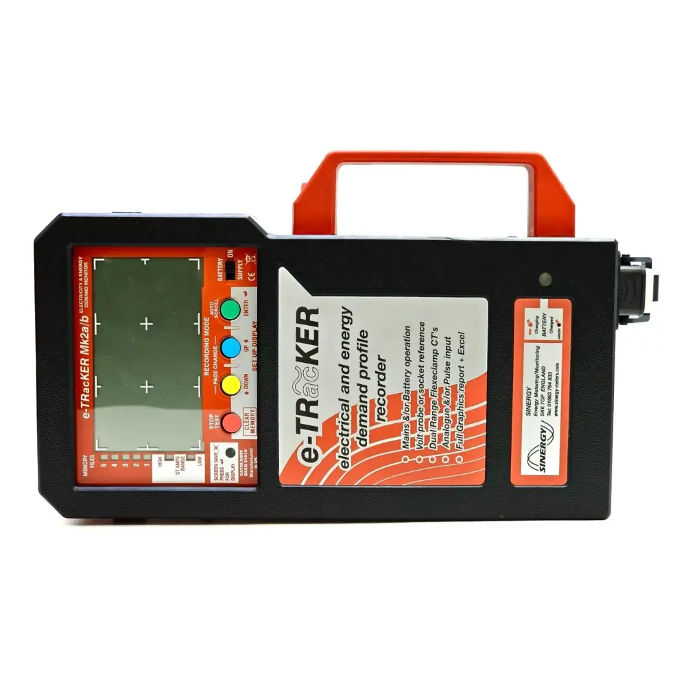 Sinergy e-TRacKER Mk2b side view showing connection ports and terminals
