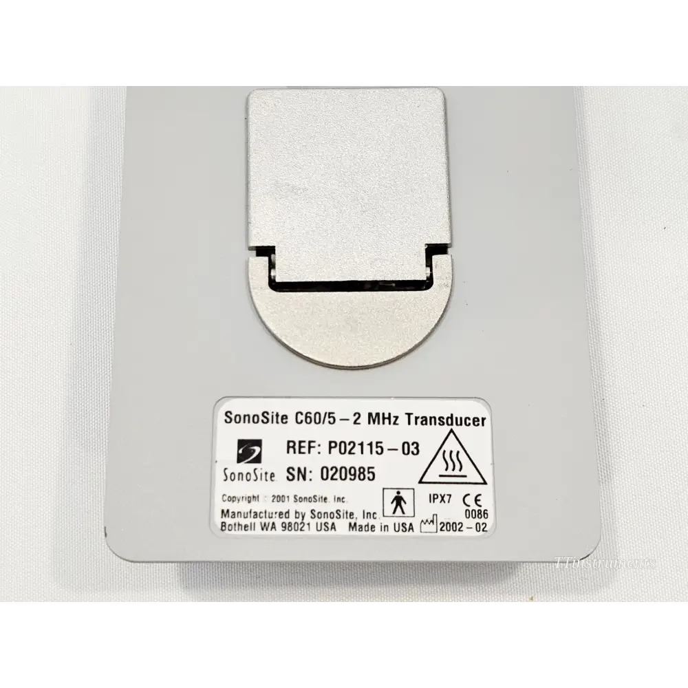 SonoSite C60/5-2 MHz transducer P02115-03 probe head and curved footprint close-up