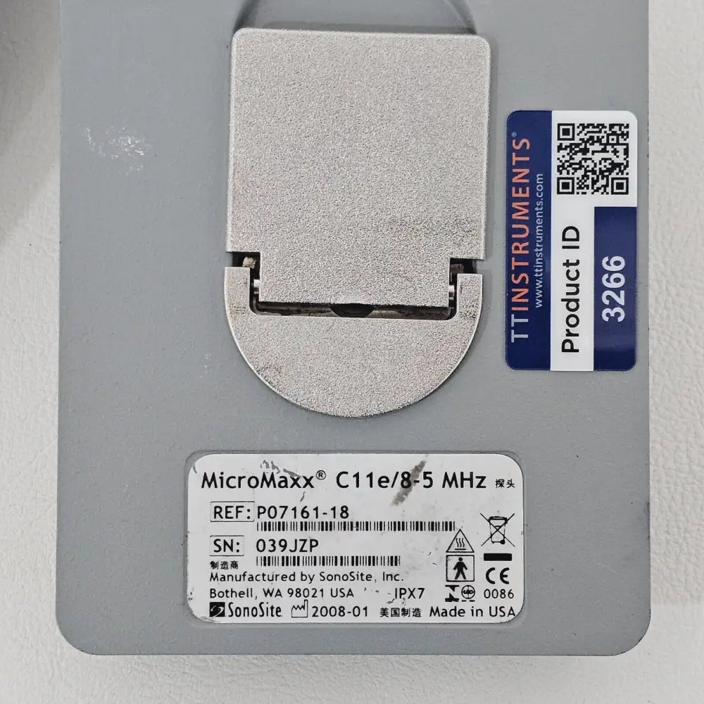SonoSite MicroMaxx C11e transducer showing connector and cable detail