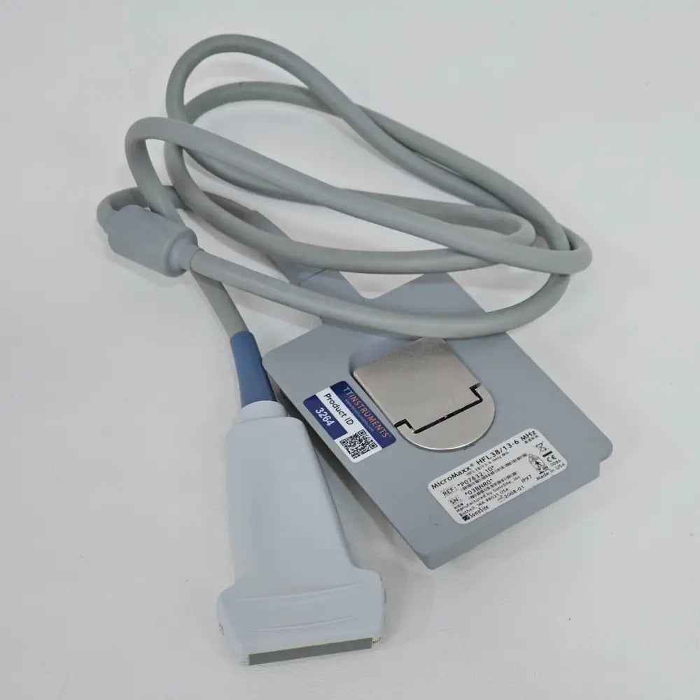 SonoSite MicroMaxx HFL38 P07632-10 13-6 MHz linear array ultrasound transducer front view