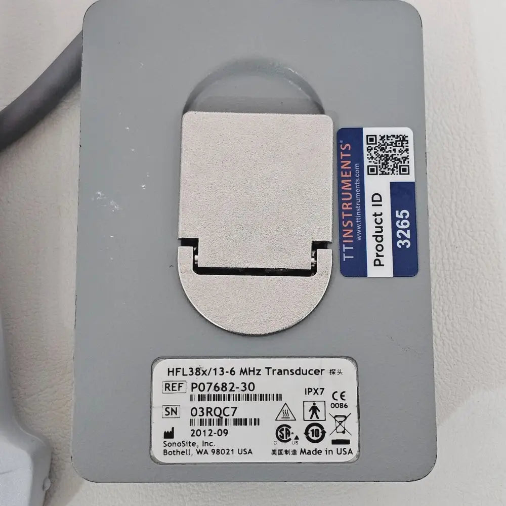 SonoSite HFL38x transducer connector end detail showing proprietary SonoSite connector