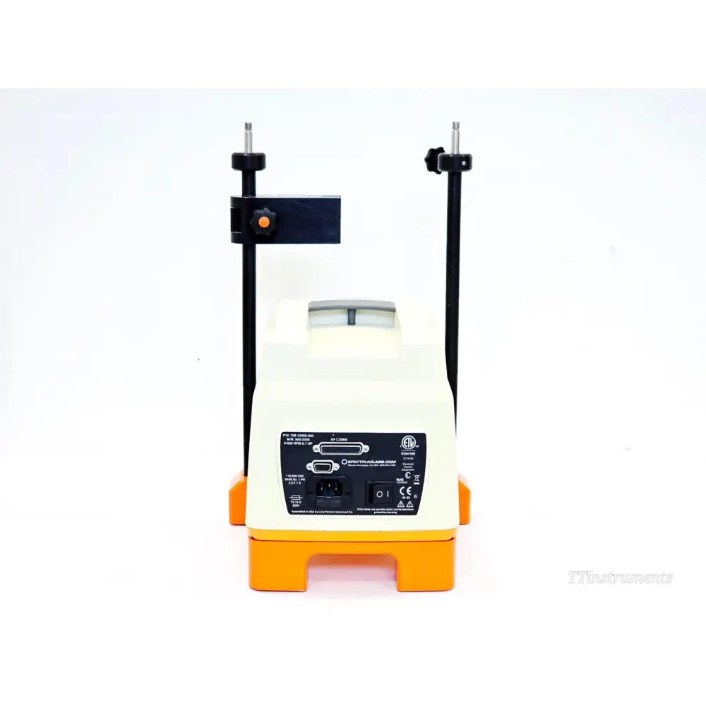 KrosFlo KR2i rear panel showing XF COMM DB-9 port, IEC power inlet, on/off switch and ETL compliance label