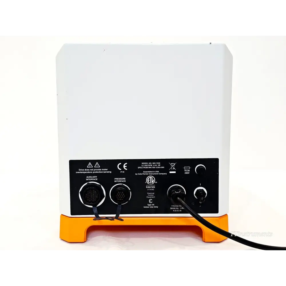 Spectrum Labs KrosFlo MiniKros Pilot 900-1939 — rear panel showing auxiliary interface, pressure interface, and power inlet