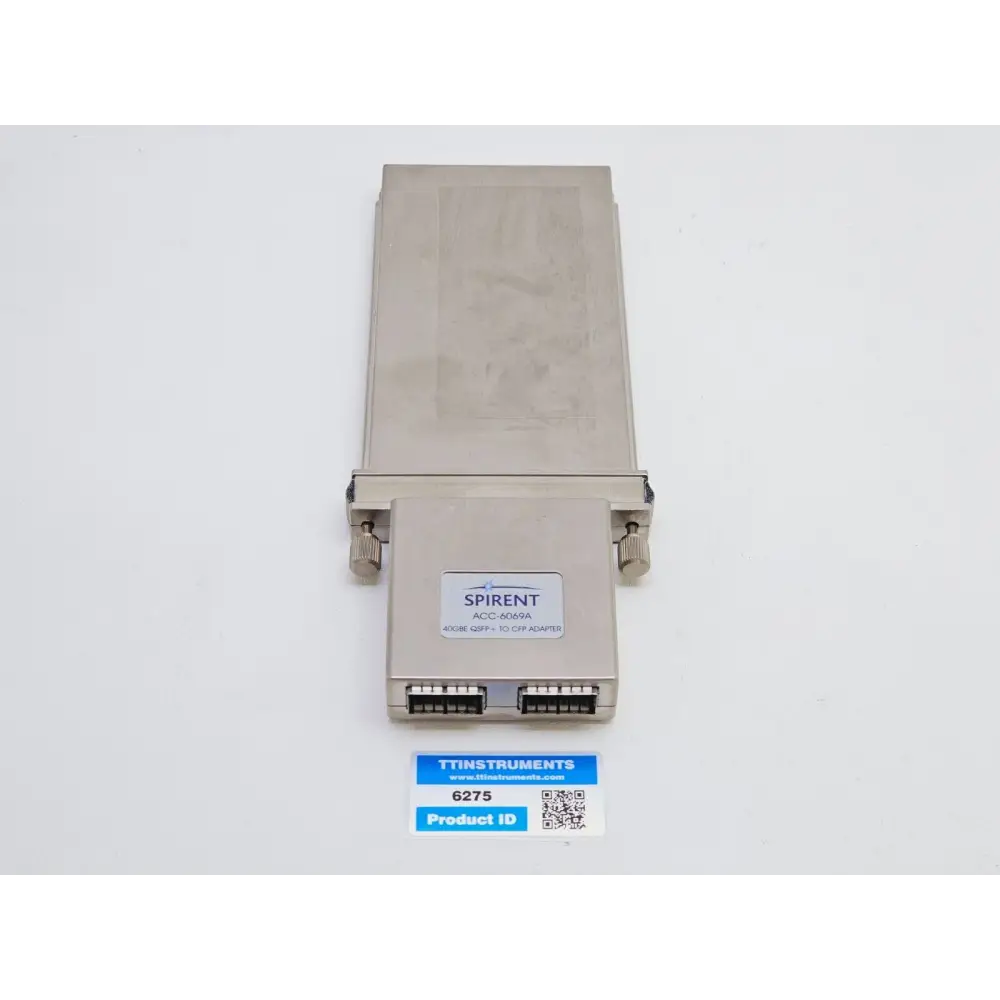 Spirent ACC-6069A 40GBE QSFP+ to CFP Adapter front face showing dual QSFP+ ports and product label