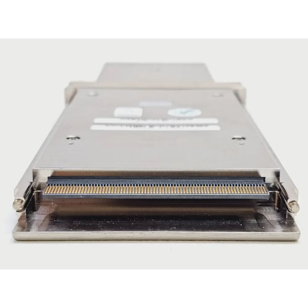 Spirent ACC-6069A 40GBE CFP adapter edge-on view showing full gold-contact CFP connector detail