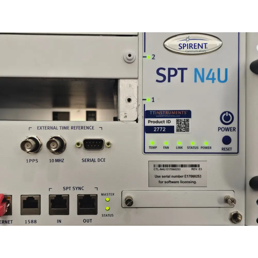 Spirent SPT-N4U-220 chassis left side profile view showing ventilation
