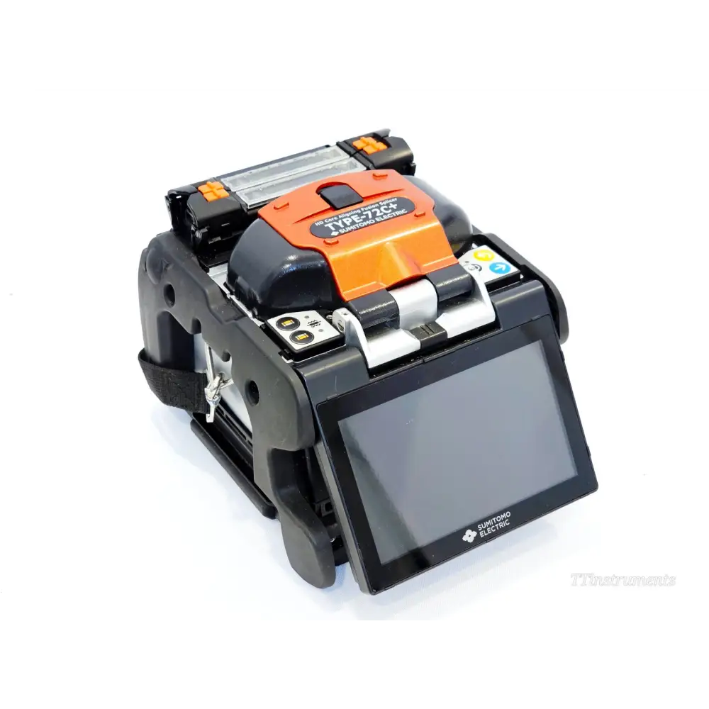 Sumitomo Type-72C+ fusion splicer front view showing 5-inch touchscreen display