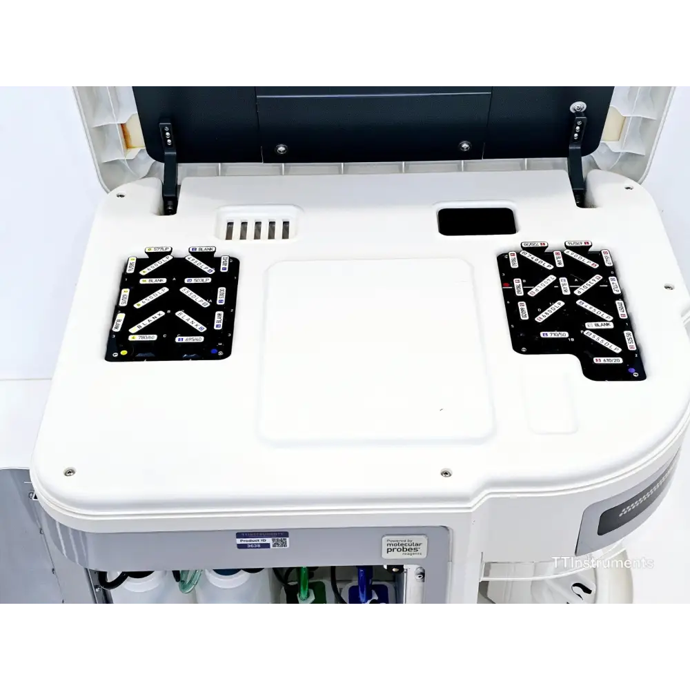 Thermo Fisher Attune NxT cytometer rear panel showing power and interface connections