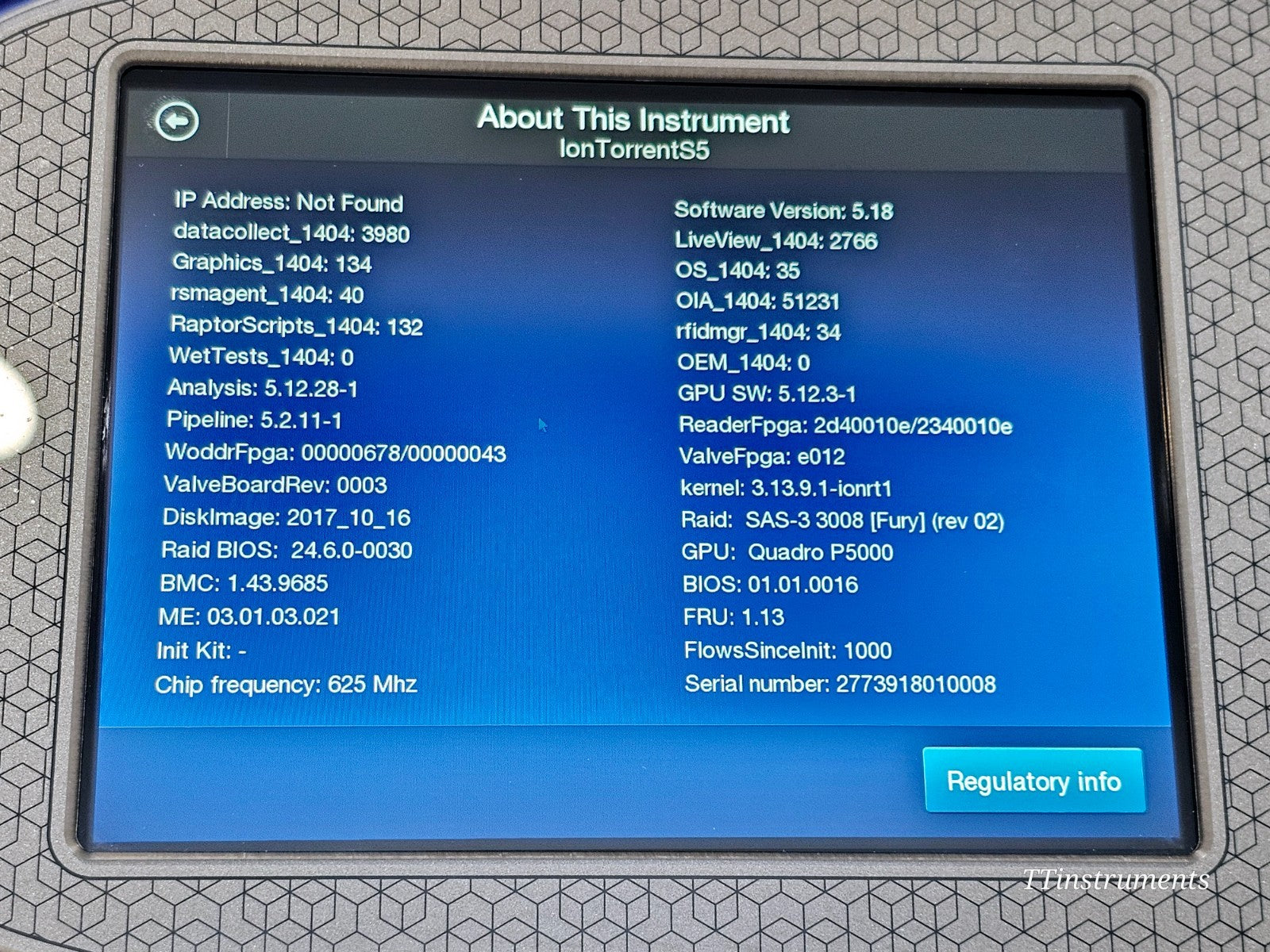 Thermo Fisher IonTorrent Ion GeneStudio S5 Prime Semiconductor Sequencer 2018