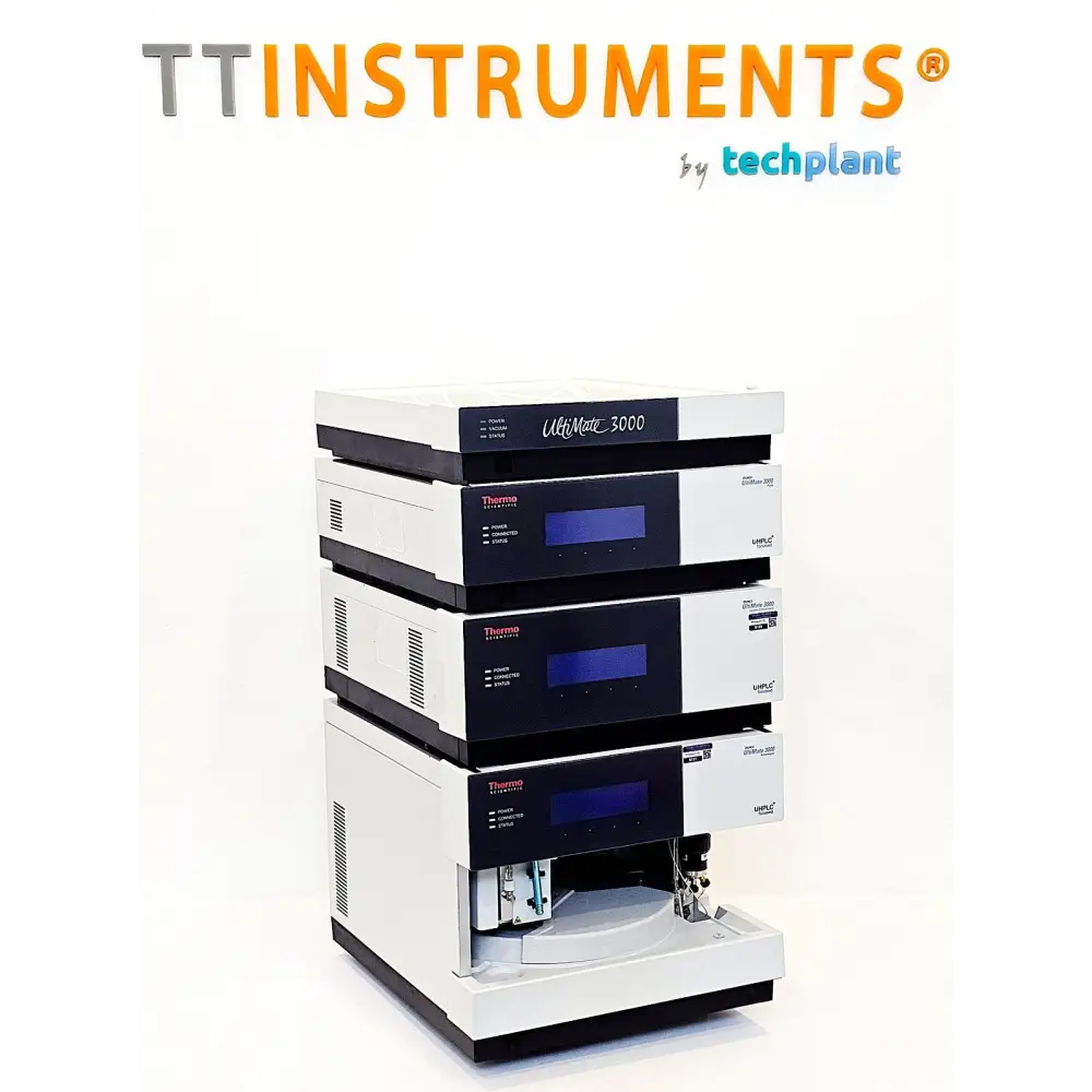 Thermo Scientific Dionex UltiMate 3000 HPLC system stack — TCC-3000SD, HPG-3400SD pump, SRD-3600, WPS-3000TSL autosampler