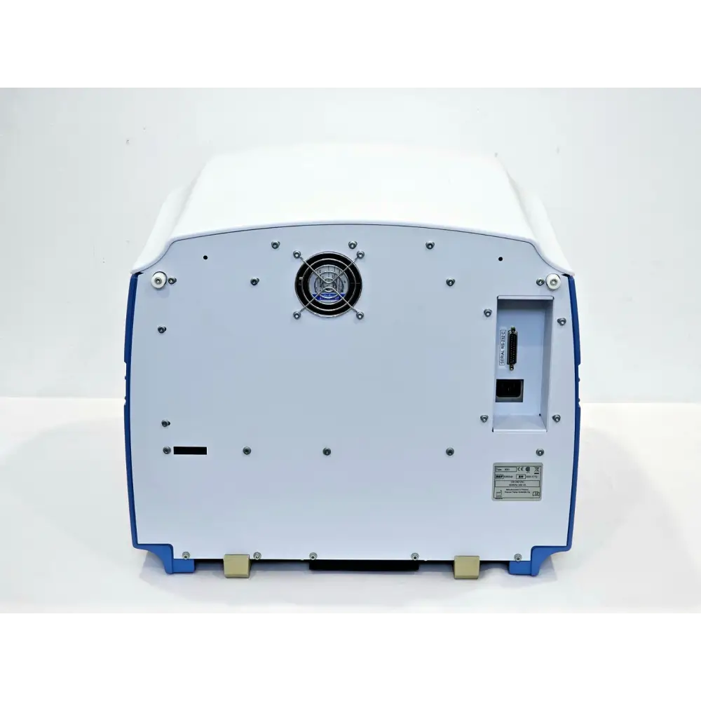 Varioskan Flash Type 3001 rear panel showing cooling fan, RS-232 serial port and IEC power inlet