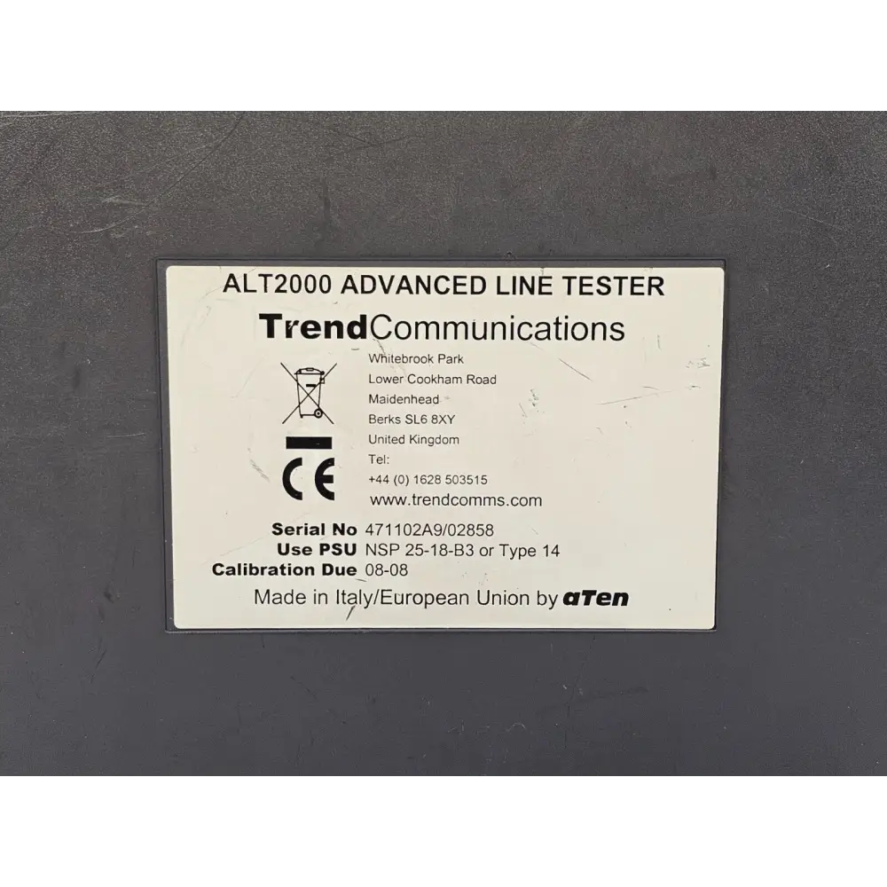 ALT2000 Advanced Line Tester top view showing input terminals and connectors