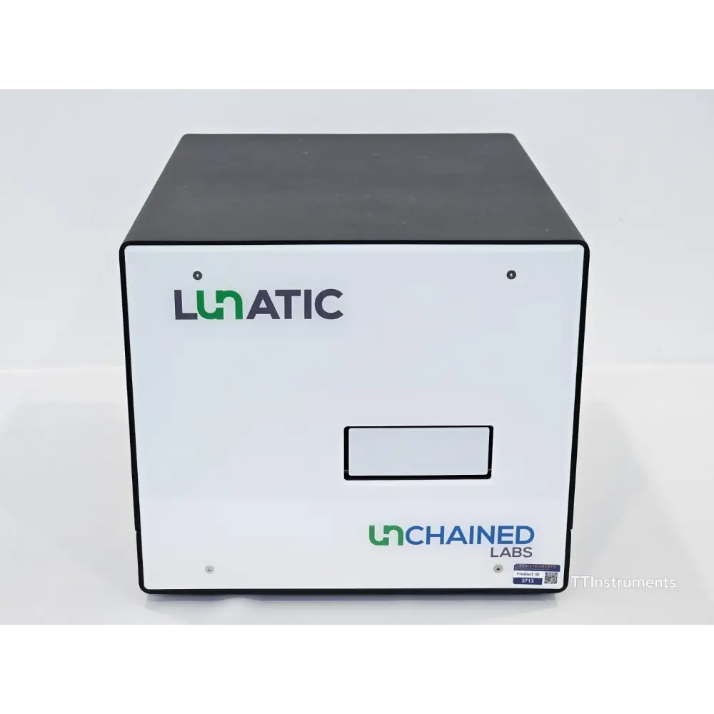 Unchained Labs Lunatic spectrophotometer right-side profile view showing overall dimensions and form factor