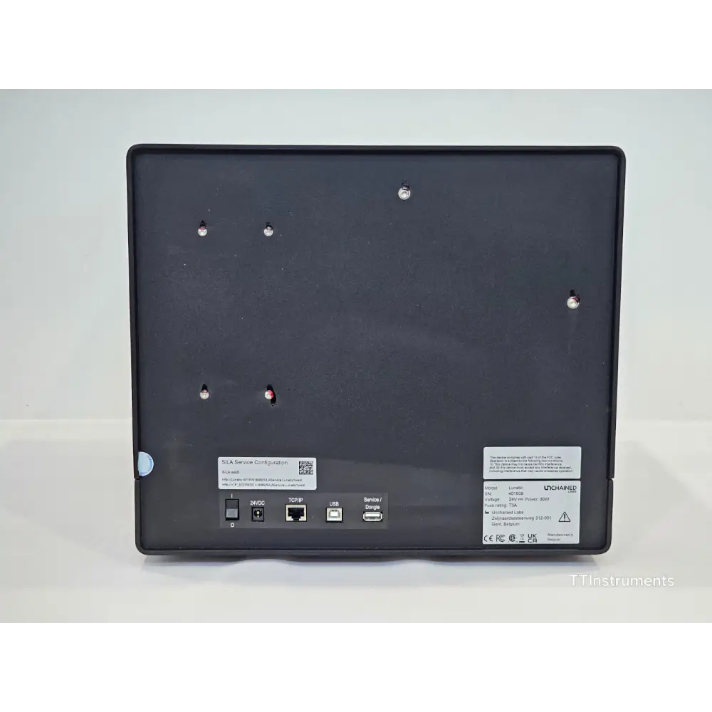 Unchained Labs Lunatic rear panel showing USB and power connections