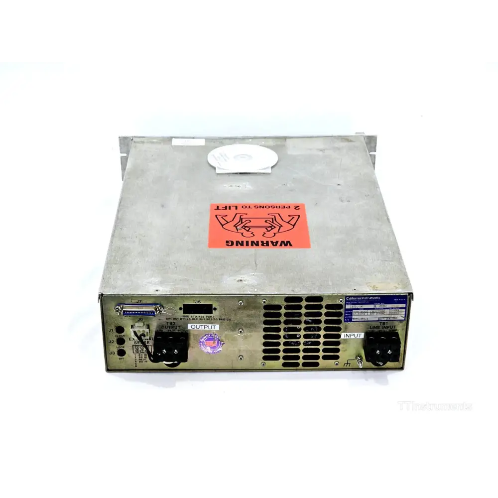 California Instruments 1501L-1M side view showing rackmount chassis and ventilation