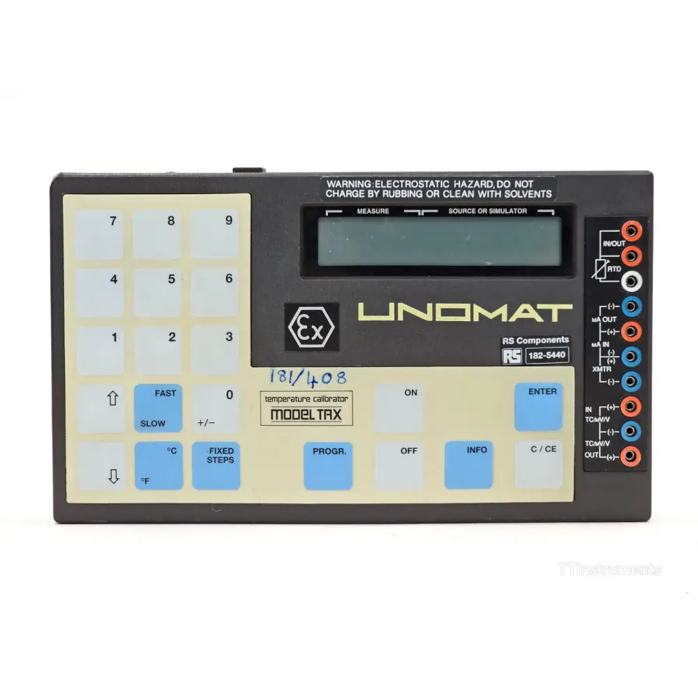 UNOMAT TRX-IS calibrator rear view showing crack on corner of casing