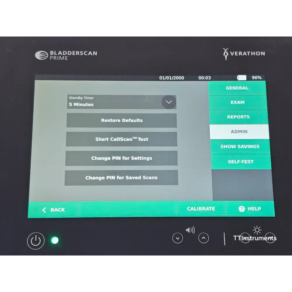Verathon BladderScan PRIME console and probe laid out showing all included items