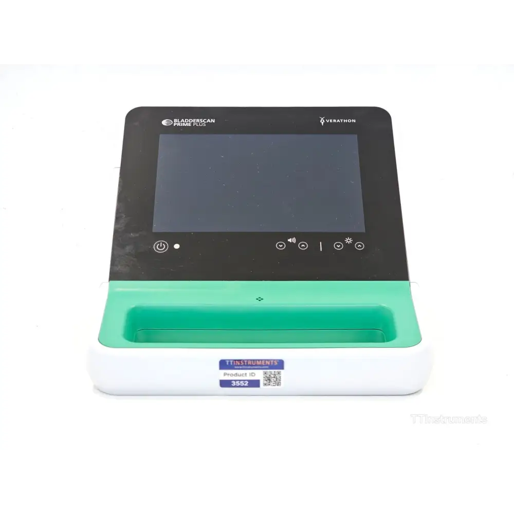 Verathon BladderScan Prime Plus console and probe displayed together