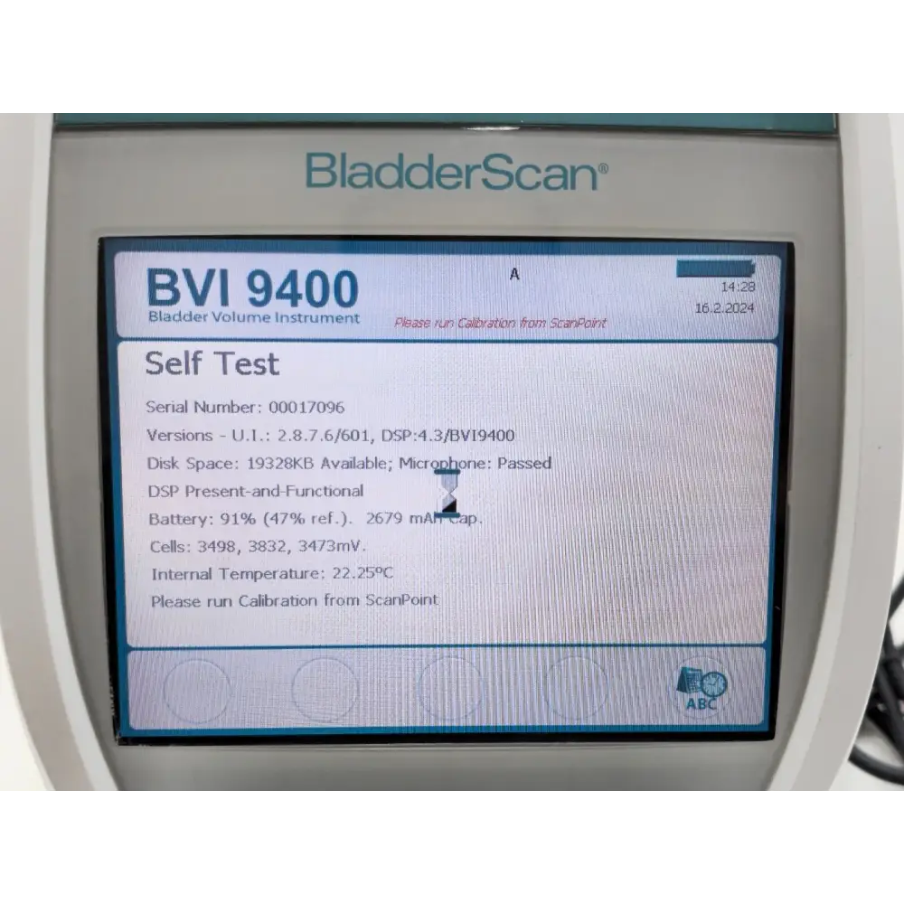 Verathon BVI 9400 BladderScan full unit with accessories laid out for inspection