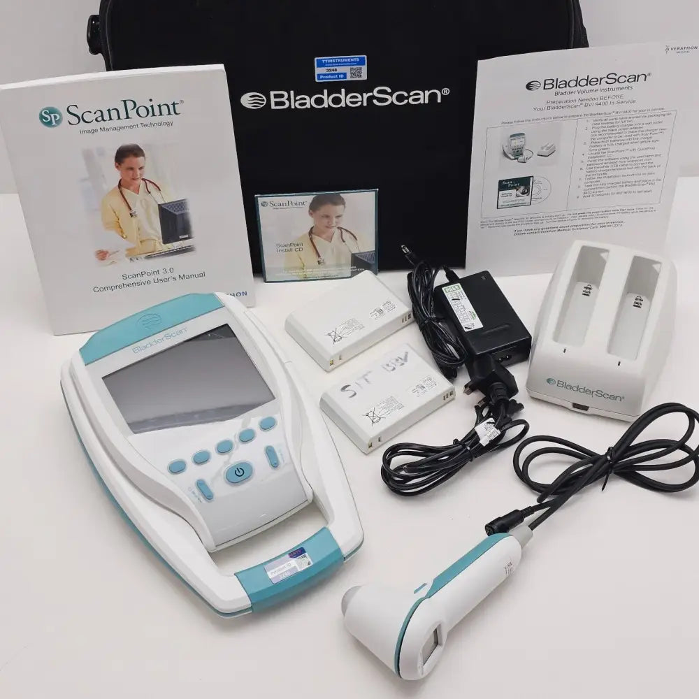 Verathon BladderScan BVI 9400 handheld unit and charger with two batteries