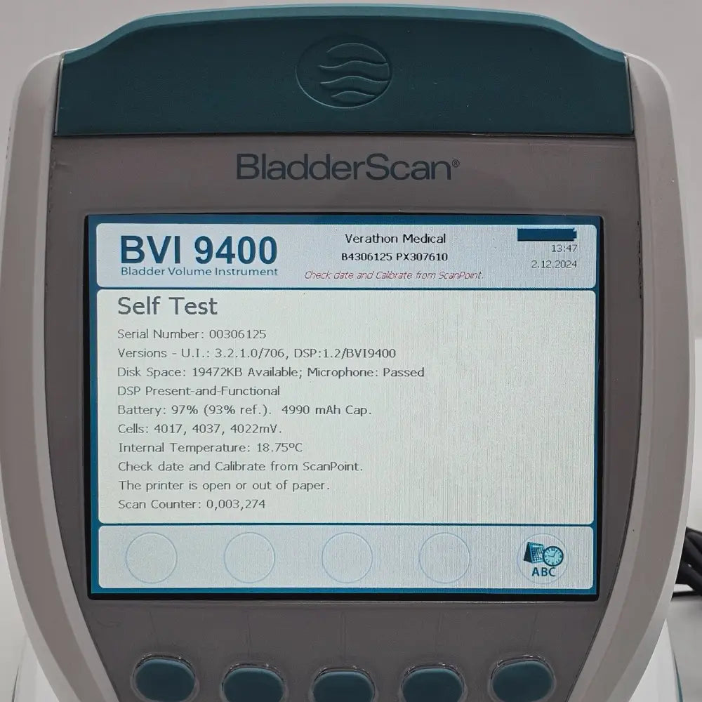 Verathon BladderScan BVI 9400 with rechargeable battery and charger accessories