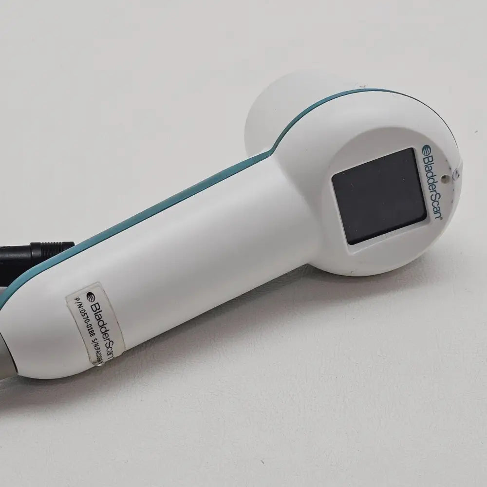 Verathon BVI 9400 BladderScan complete set with charger and batteries on plain background