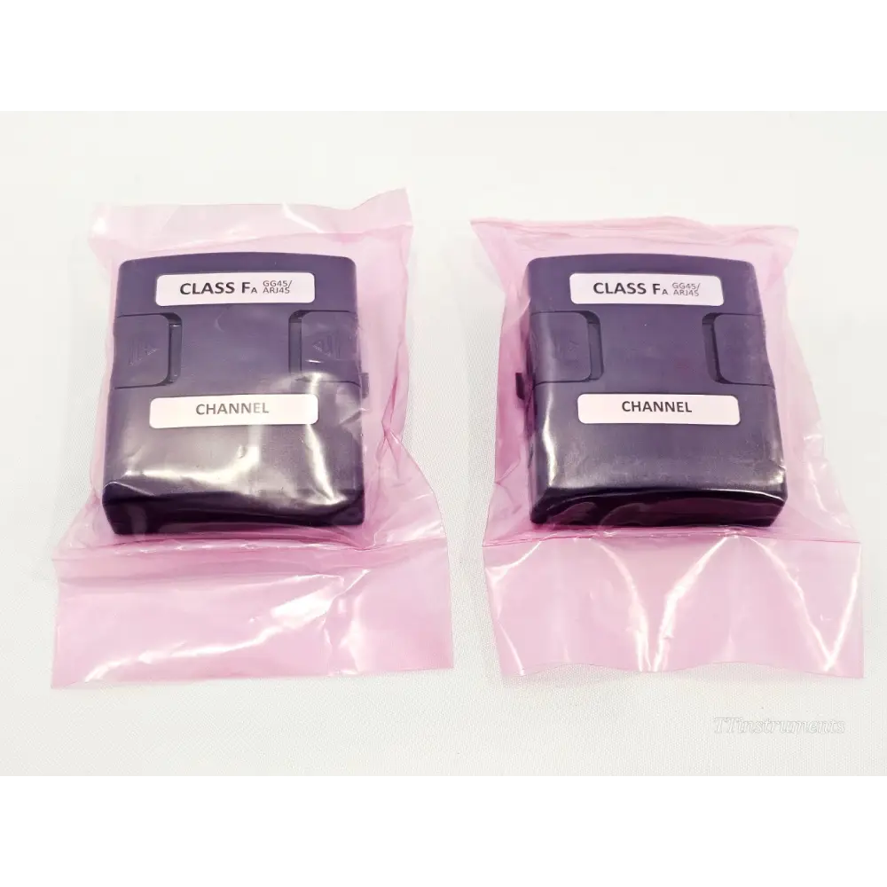 Pair of Viavi Class FA GG45 ARJ45 channel adapters for network cable certification
