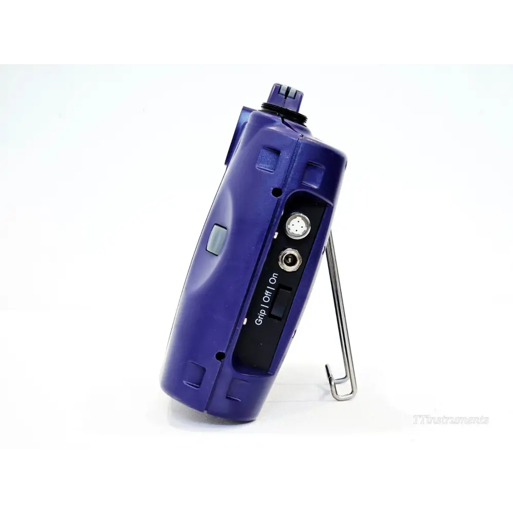 JDSU HP2-60-P4 right-side view showing serial/data port, charging socket and Grip/Off/On power switch panel