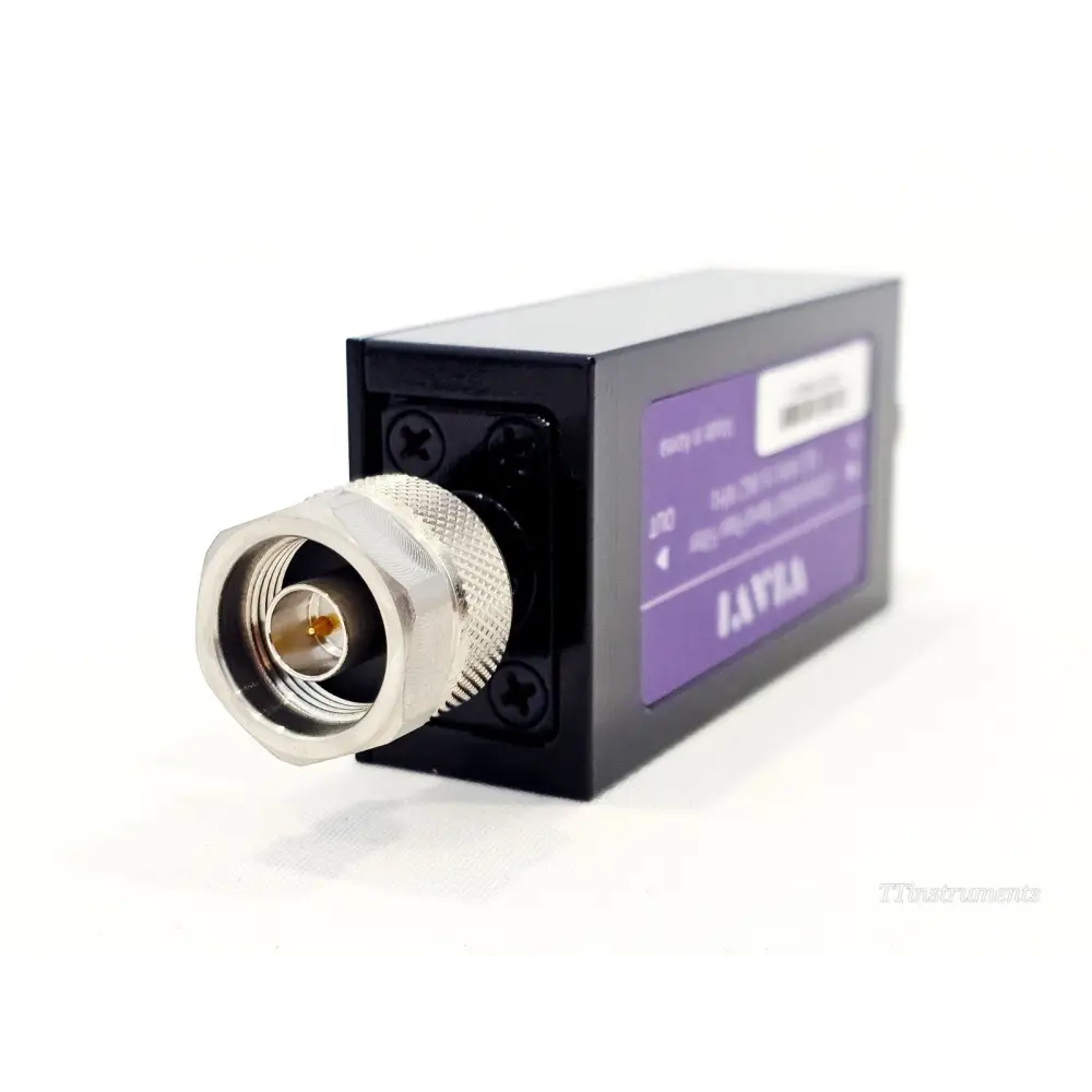 VIAVI G700050607 Band Pass Filter front view showing N-type male input connector close-up, black aluminium housing
