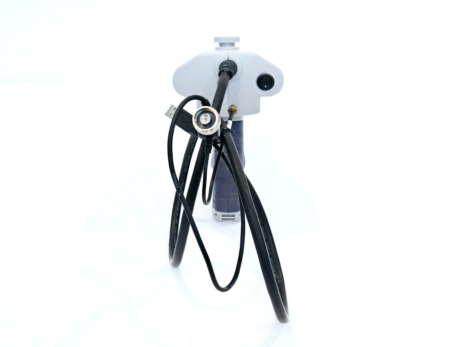 VIAVI JD70050007 AntennaAdvisor Handle front-on view showing USB port, N-type connector, and antenna mount