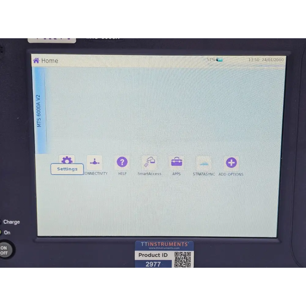 Viavi MTS 6000A V2 unit label and serial number detail