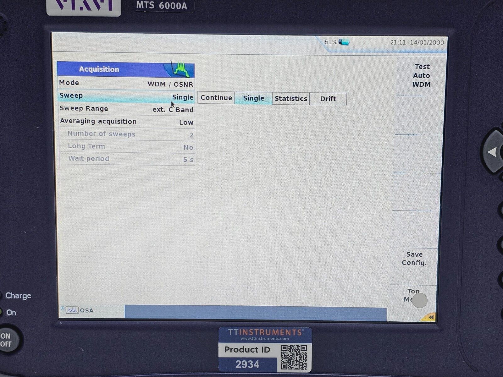 Viavi JDSU 6000A V2 + OSA-110M 1250 - 1650 nm OSA Optical Spectrum Analyzer #3