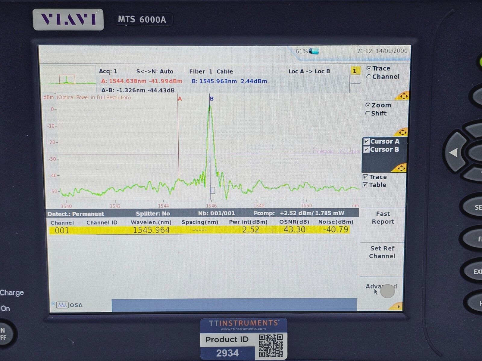 Viavi JDSU 6000A V2 + OSA-110M 1250 - 1650 nm OSA Optical Spectrum Analyzer #3
