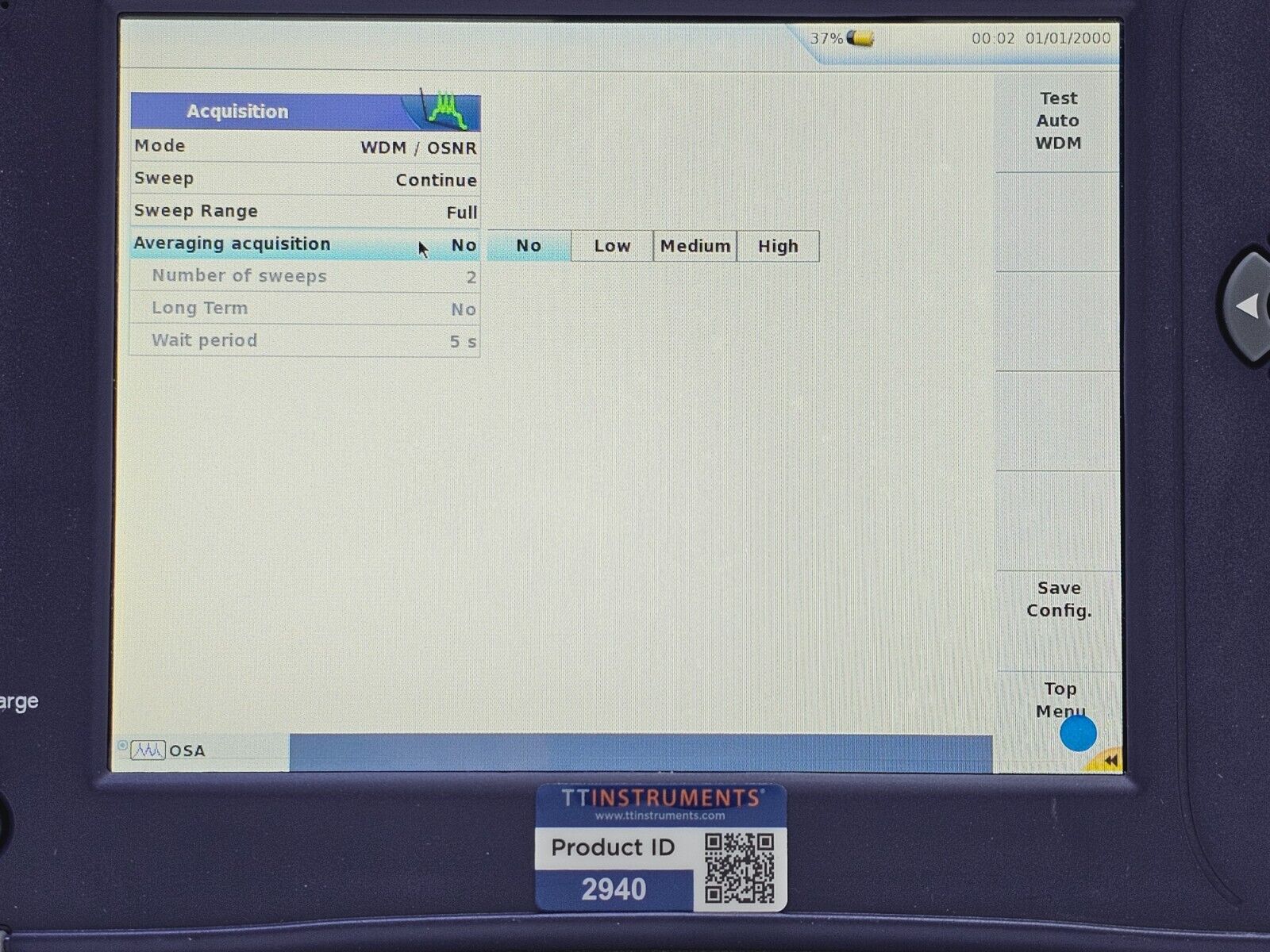 Viavi JDSU 6000A V2 + OSA-110M 1250 - 1650 nm OSA Optical Spectrum Analyzer 1